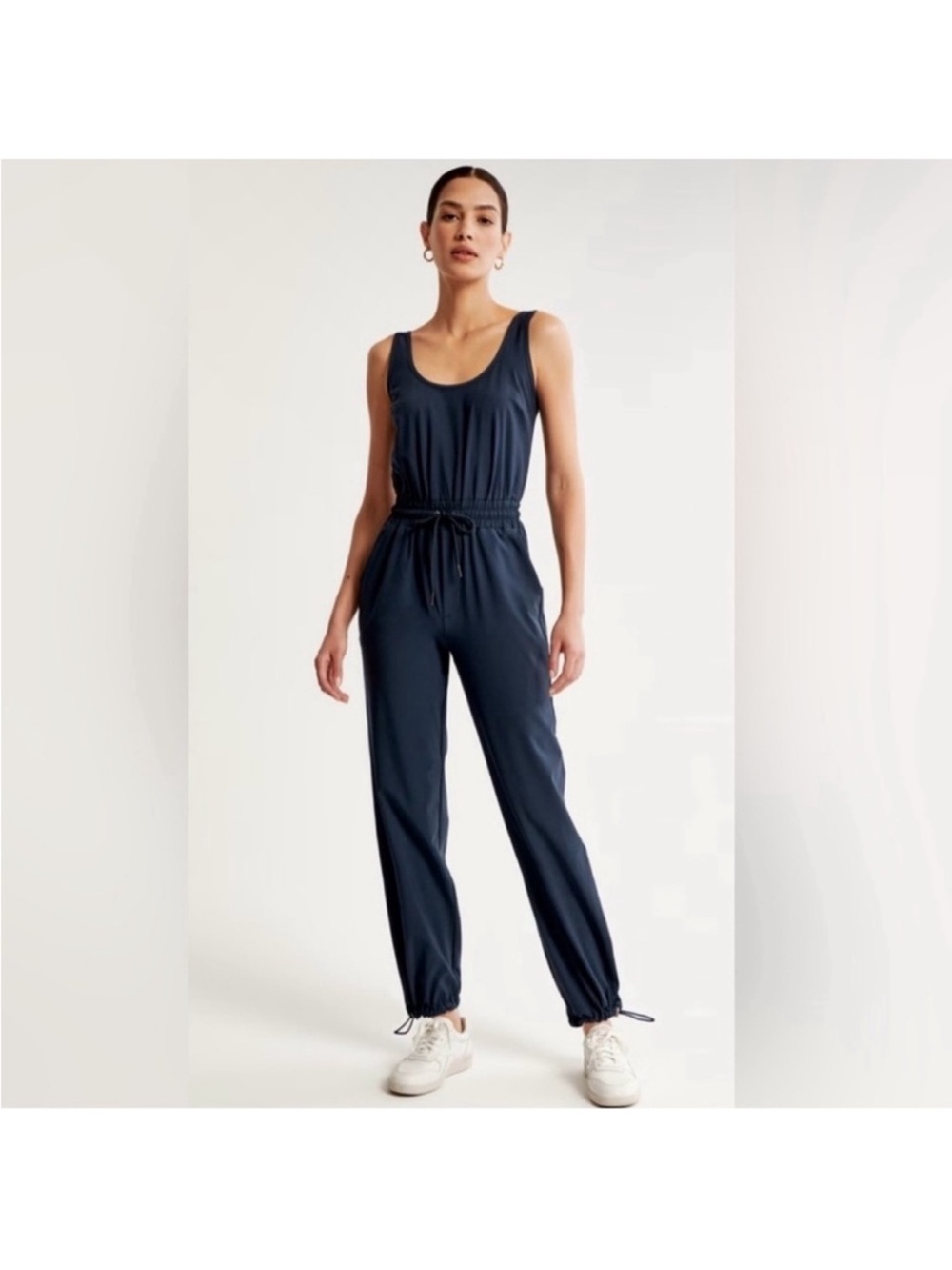 Abercrombie & Fitch Navy Sleeveless Drawstring Jumpsuit Large Tall